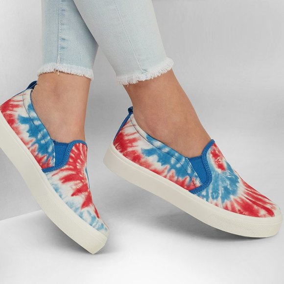 Skechers Street Poppy Hippy Hype Sneakers Slip On Flats USA Tie Dye Size 9 NEW - Picture 1 of 6